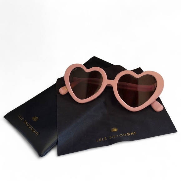 Lele Sadoughi Heart Sunglasses Pink Blush Oversized Gradient Lenses NWOT - Picture 12 of 16
